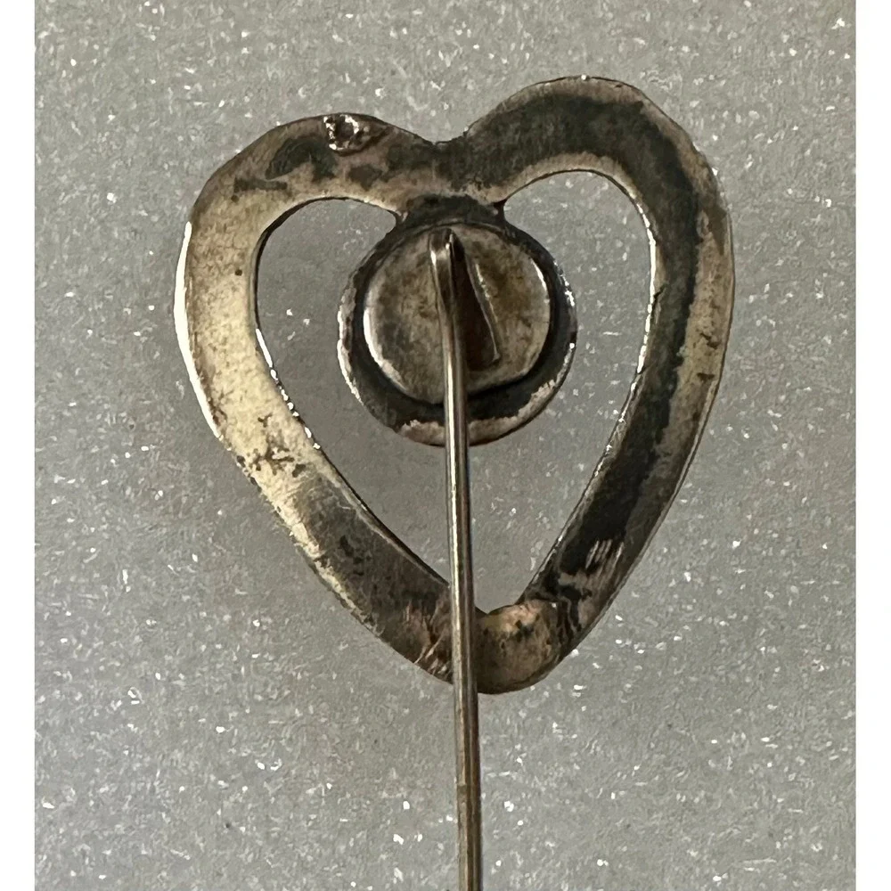 Vintage‎ Sterling Silver & Turquoise Stickpin Heart